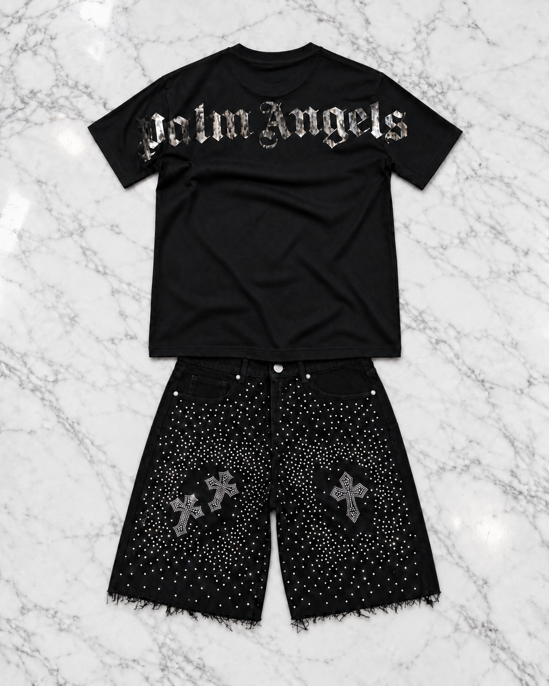 COMBI 02 – Polera Palm Angels + Short Negro